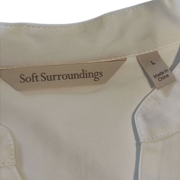 Soft Surroundings White Pleated V Neck Pullover Tunic Top Size Large - Picture 6 of 12